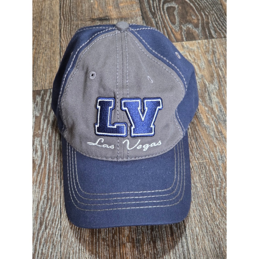 J Hats Las Vegas LV Baseball Cap Mens Blue Grey Adjustable Souvenir Hat